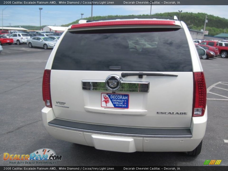 2008 Cadillac Escalade Platinum AWD White Diamond / Cocoa/Very Light Linen Photo #4