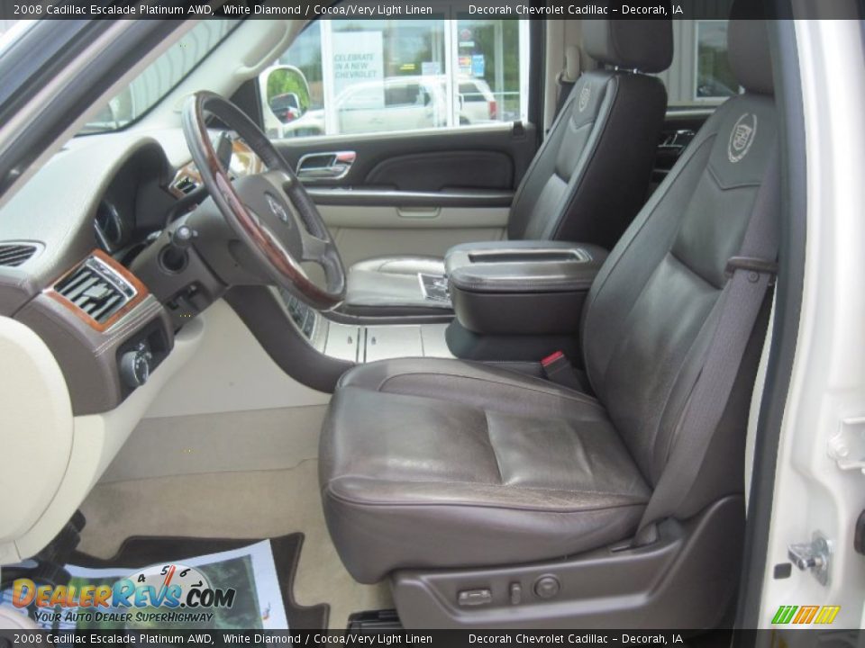 2008 Cadillac Escalade Platinum AWD White Diamond / Cocoa/Very Light Linen Photo #7