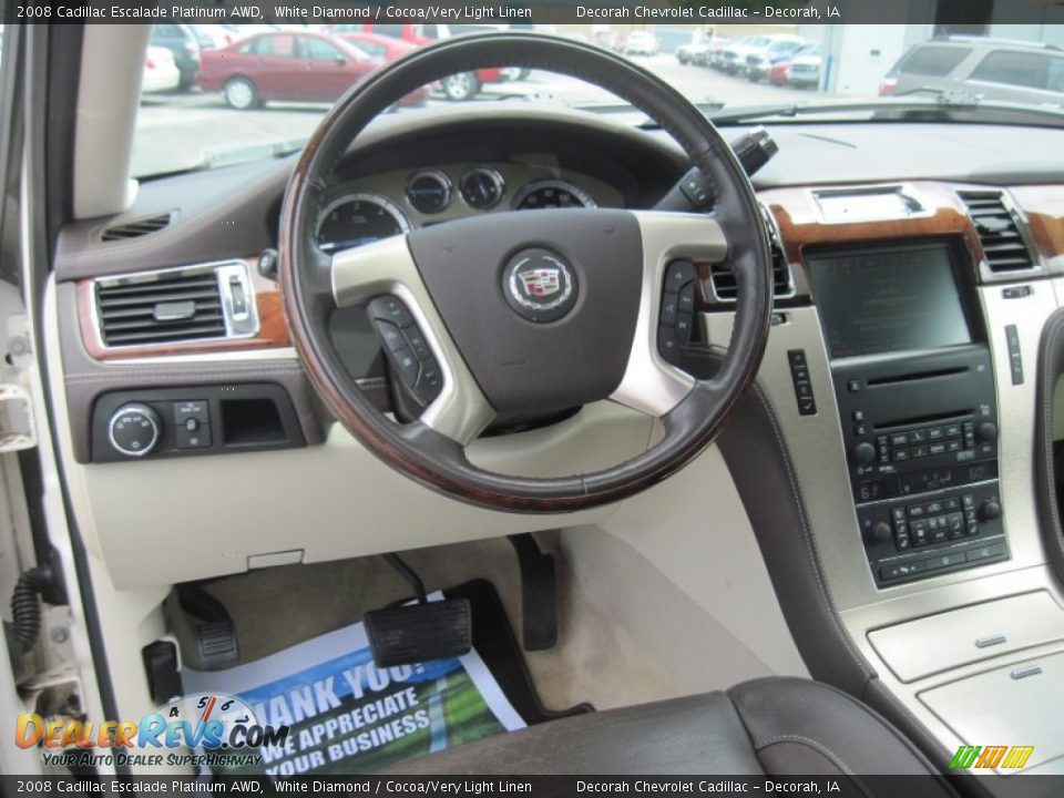 2008 Cadillac Escalade Platinum AWD White Diamond / Cocoa/Very Light Linen Photo #15