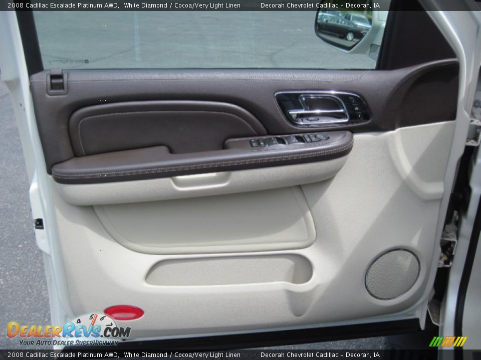2008 Cadillac Escalade Platinum AWD White Diamond / Cocoa/Very Light Linen Photo #16