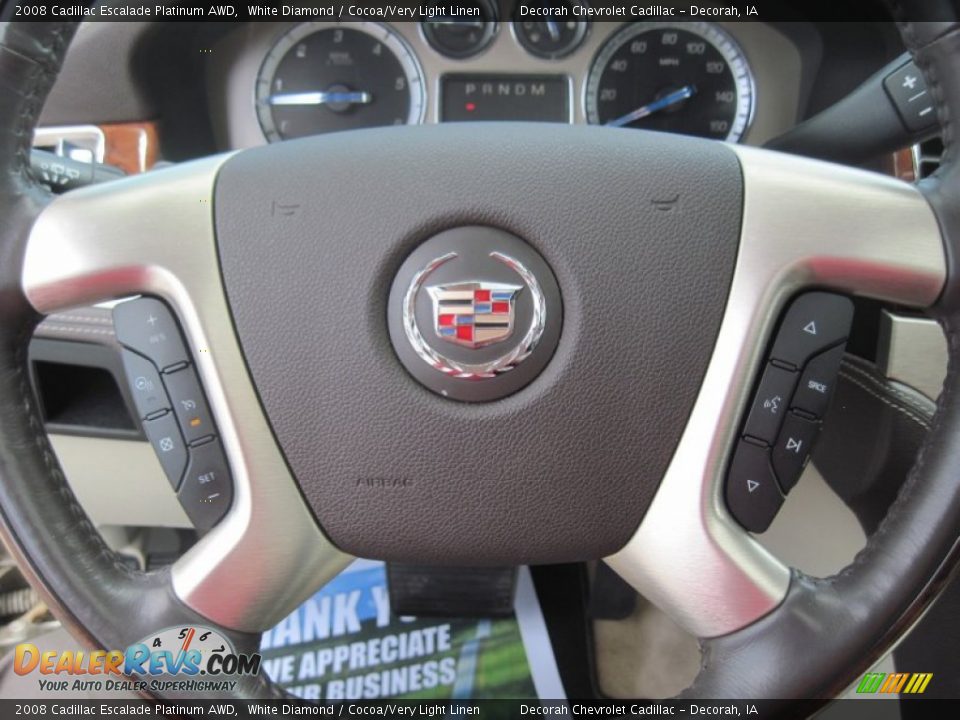 2008 Cadillac Escalade Platinum AWD White Diamond / Cocoa/Very Light Linen Photo #17