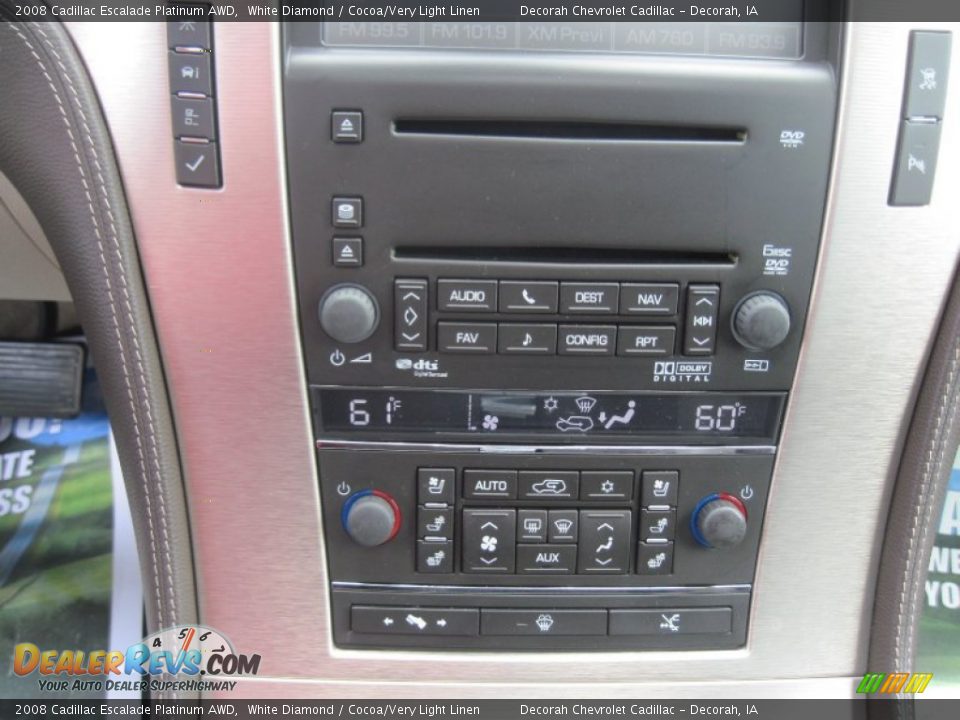 2008 Cadillac Escalade Platinum AWD White Diamond / Cocoa/Very Light Linen Photo #19