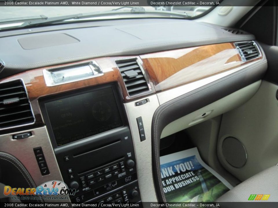 2008 Cadillac Escalade Platinum AWD White Diamond / Cocoa/Very Light Linen Photo #22