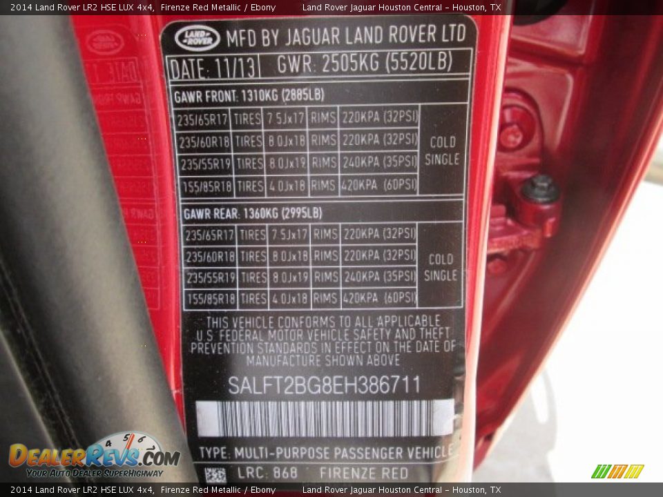 2014 Land Rover LR2 HSE LUX 4x4 Firenze Red Metallic / Ebony Photo #20