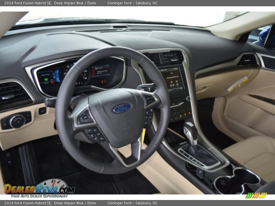 2014 Ford Fusion Hybrid SE Deep Impact Blue / Dune Photo #7