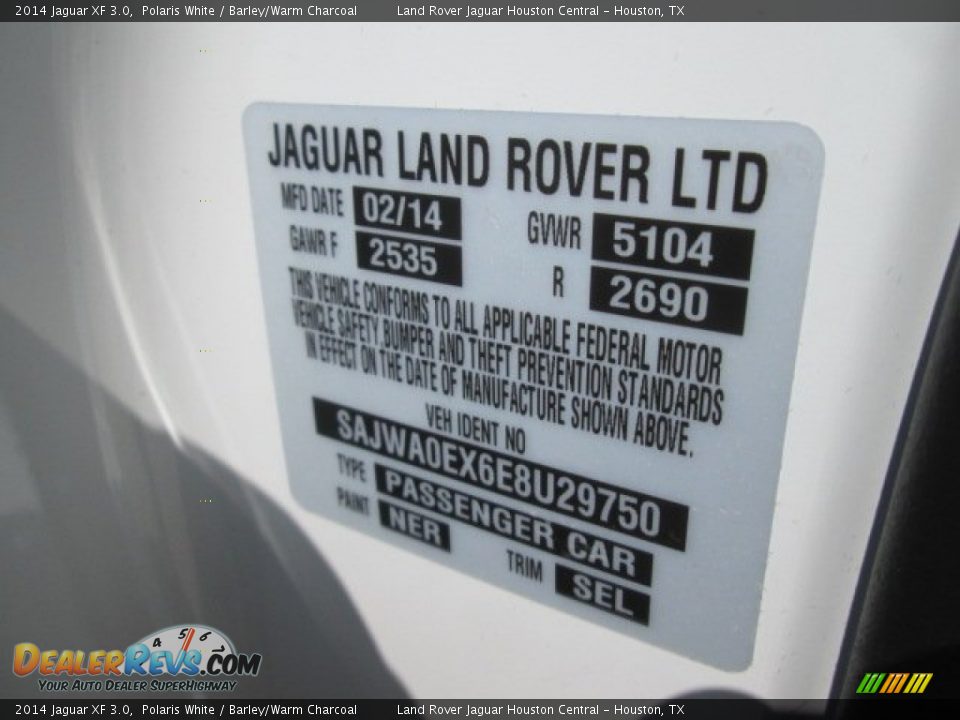 2014 Jaguar XF 3.0 Polaris White / Barley/Warm Charcoal Photo #21