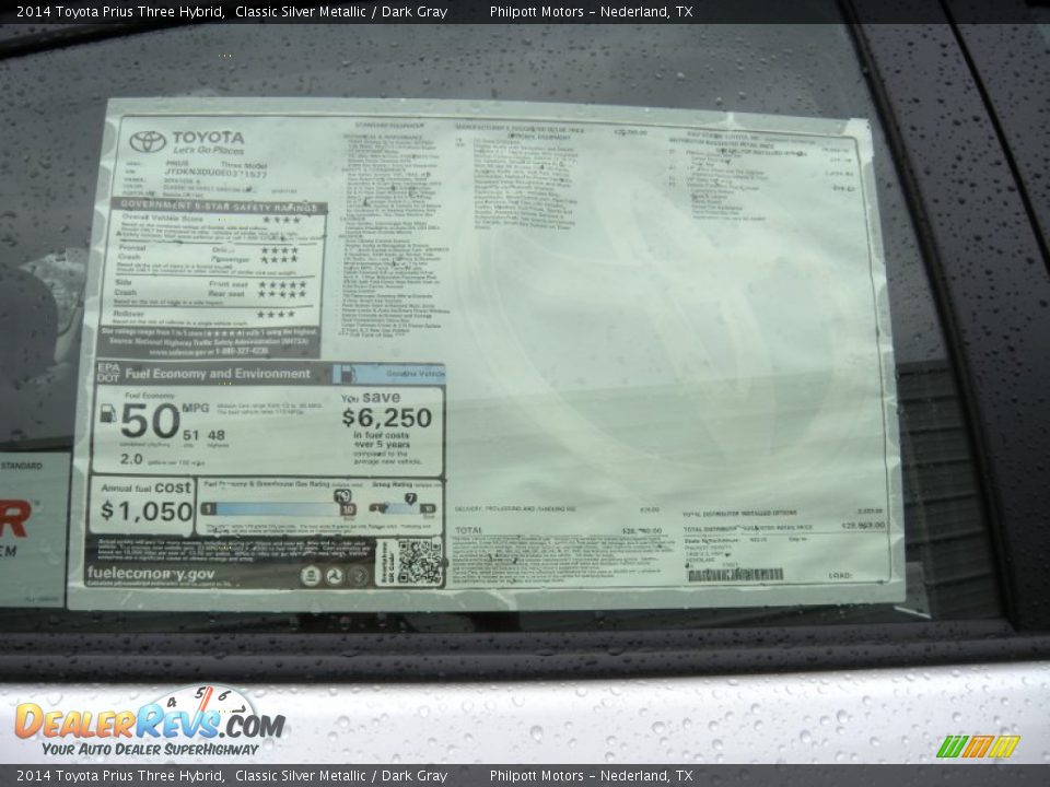 2014 Toyota Prius Three Hybrid Classic Silver Metallic / Dark Gray Photo #35