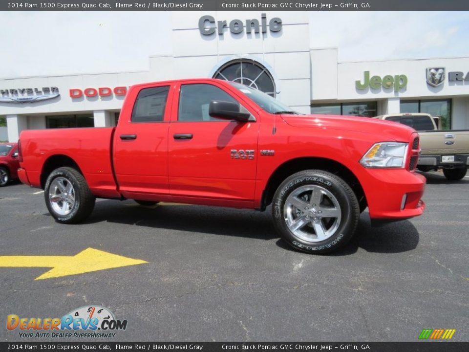 2014 Ram 1500 Express Quad Cab Flame Red / Black/Diesel Gray Photo #1