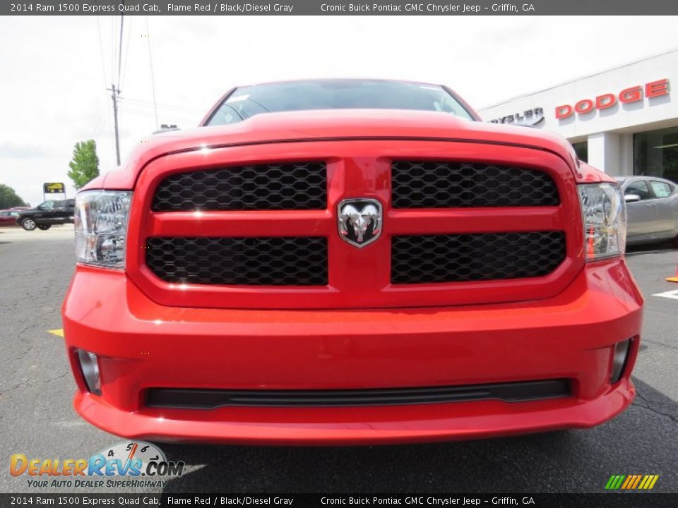 2014 Ram 1500 Express Quad Cab Flame Red / Black/Diesel Gray Photo #2
