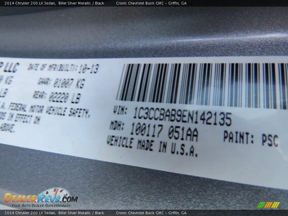 2014 Chrysler 200 LX Sedan Billet Silver Metallic / Black Photo #22