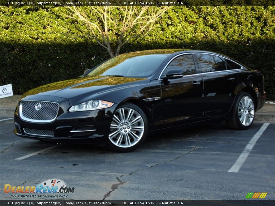 2011 Jaguar XJ XJL Supercharged Ebony Black / Jet Black/Ivory Photo #1