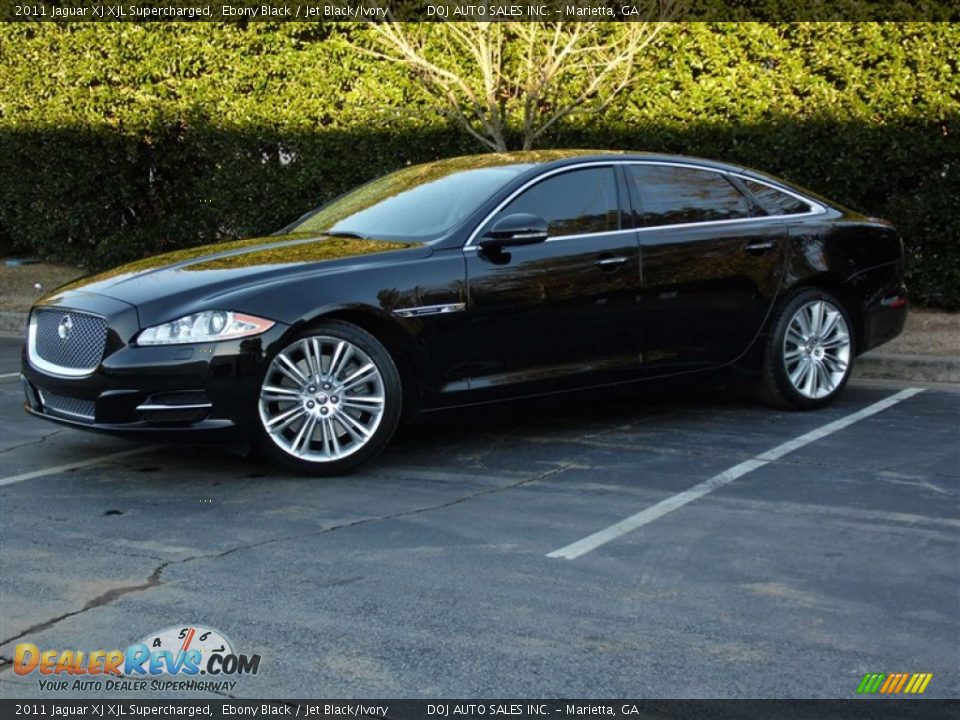 2011 Jaguar XJ XJL Supercharged Ebony Black / Jet Black/Ivory Photo #2