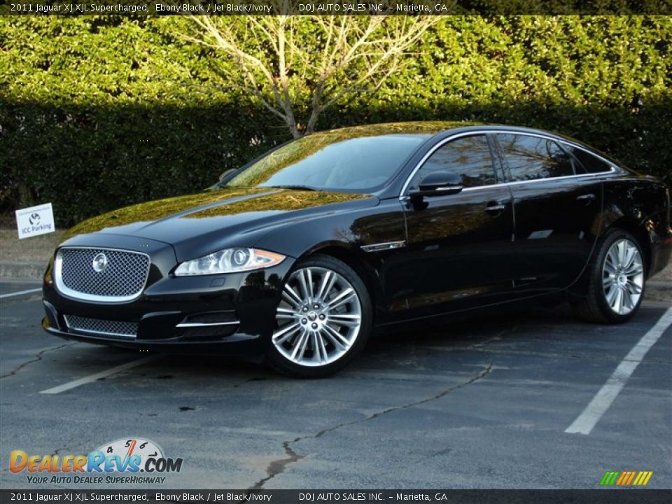 2011 Jaguar XJ XJL Supercharged Ebony Black / Jet Black/Ivory Photo #11