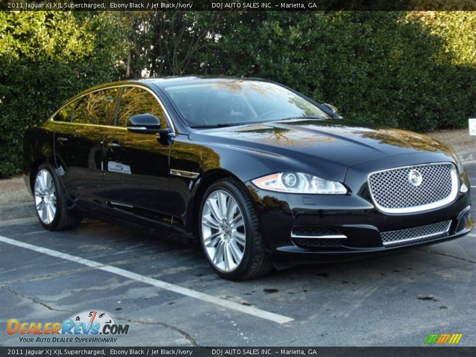 2011 Jaguar XJ XJL Supercharged Ebony Black / Jet Black/Ivory Photo #12