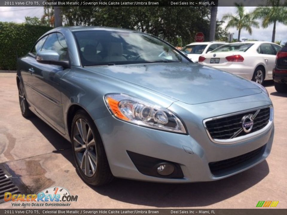 2011 Volvo C70 T5 Celestial Blue Metallic / Soverign Hide Calcite Leather/Umbra Brown Photo #7