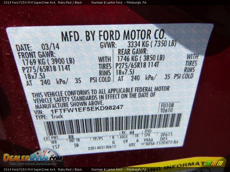 2014 Ford F150 FX4 SuperCrew 4x4 Ruby Red / Black Photo #14