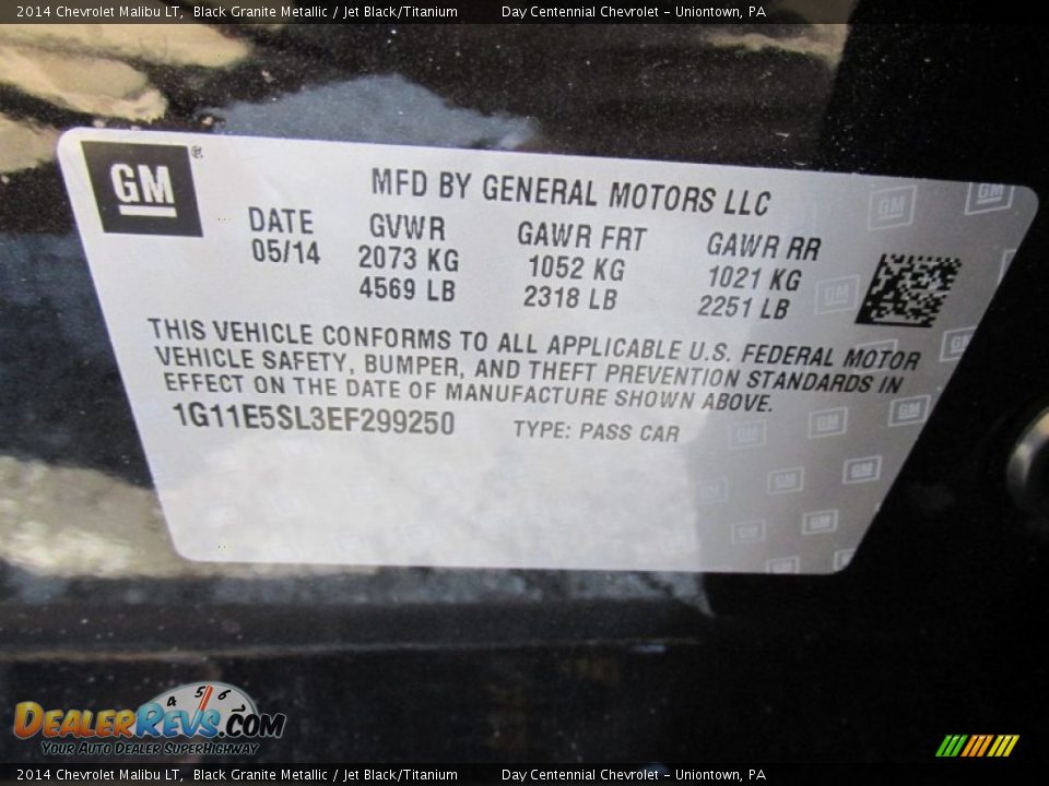2014 Chevrolet Malibu LT Black Granite Metallic / Jet Black/Titanium Photo #19