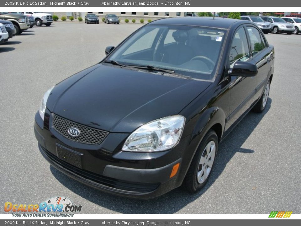 2009 Kia Rio LX Sedan Midnight Black / Gray Photo #1