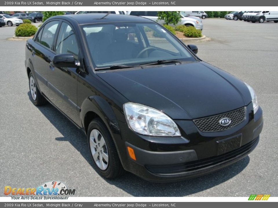 2009 Kia Rio LX Sedan Midnight Black / Gray Photo #2