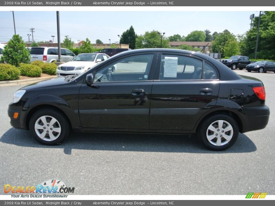 2009 Kia Rio LX Sedan Midnight Black / Gray Photo #3