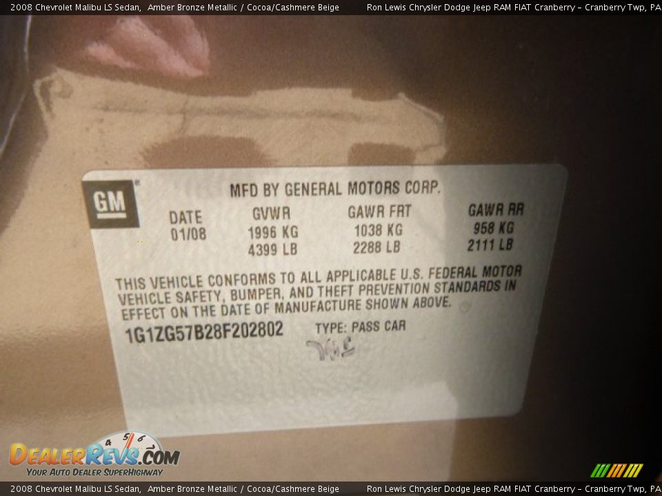 2008 Chevrolet Malibu LS Sedan Amber Bronze Metallic / Cocoa/Cashmere Beige Photo #20