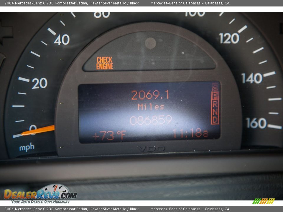 2004 Mercedes-Benz C 230 Kompressor Sedan Pewter Silver Metallic / Black Photo #33