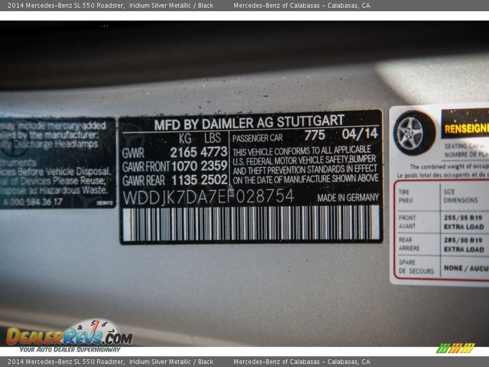 2014 Mercedes-Benz SL 550 Roadster Iridium Silver Metallic / Black Photo #7