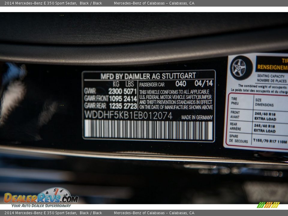 2014 Mercedes-Benz E 350 Sport Sedan Black / Black Photo #7