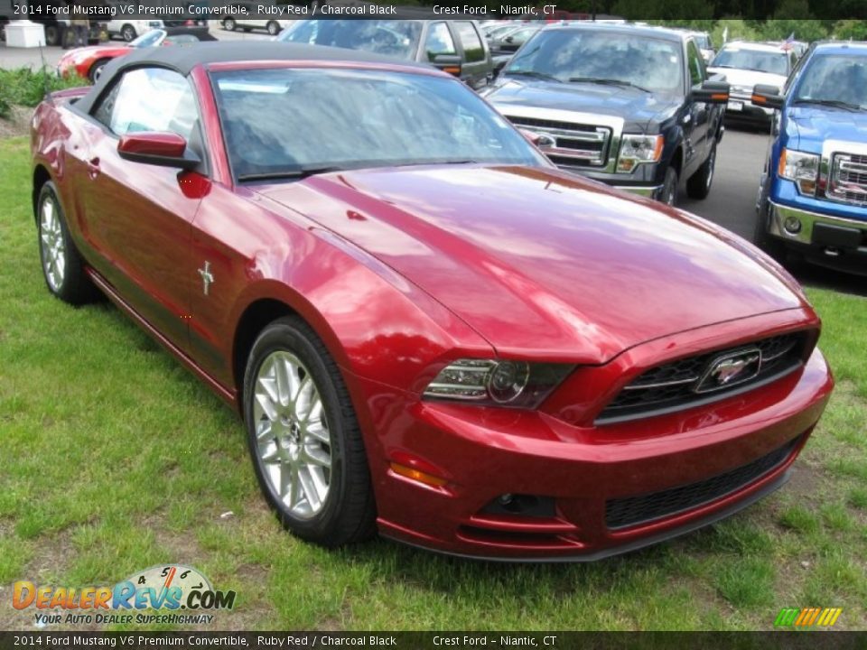 2014 Ford Mustang V6 Premium Convertible Ruby Red / Charcoal Black Photo #1
