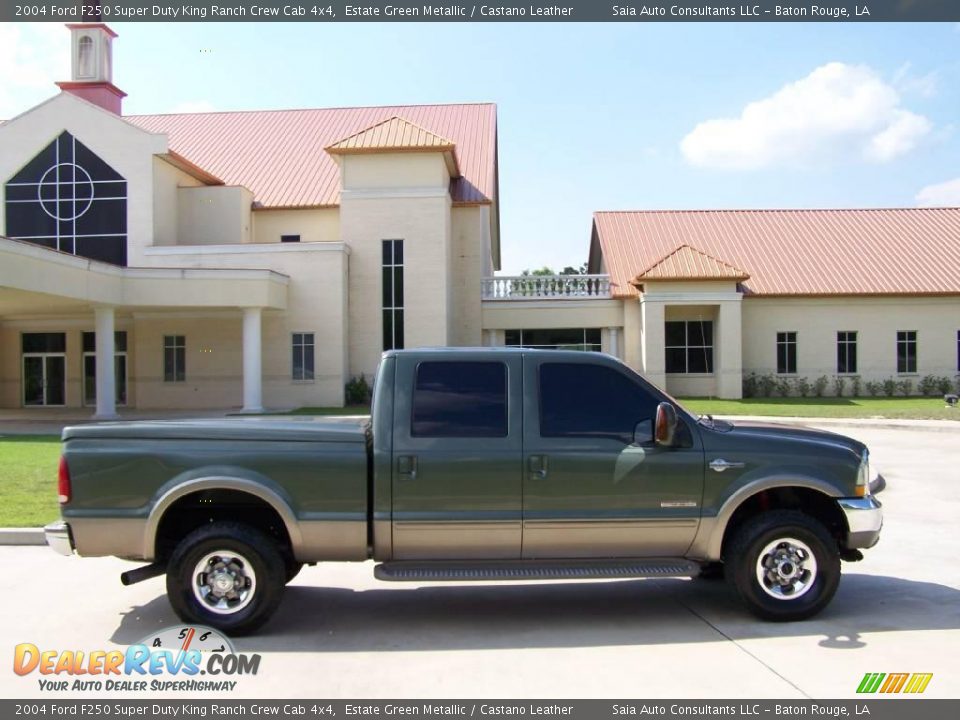 2004 Ford F250 Super Duty King Ranch Crew Cab 4x4 Estate Green Metallic / Castano Leather Photo #2