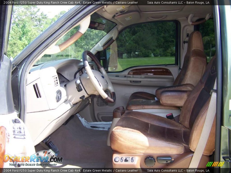 2004 Ford F250 Super Duty King Ranch Crew Cab 4x4 Estate Green Metallic / Castano Leather Photo #9