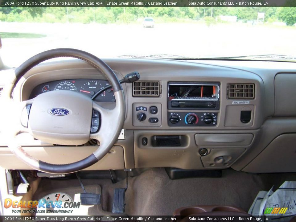 2004 Ford F250 Super Duty King Ranch Crew Cab 4x4 Estate Green Metallic / Castano Leather Photo #11