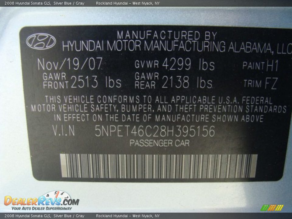 2008 Hyundai Sonata GLS Silver Blue / Gray Photo #29