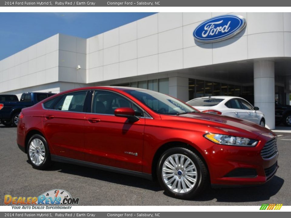2014 Ford Fusion Hybrid S Ruby Red / Earth Gray Photo #1