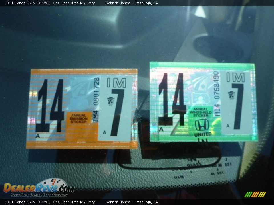 2011 Honda CR-V LX 4WD Opal Sage Metallic / Ivory Photo #19