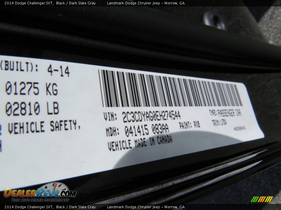 2014 Dodge Challenger SXT Black / Dark Slate Gray Photo #9