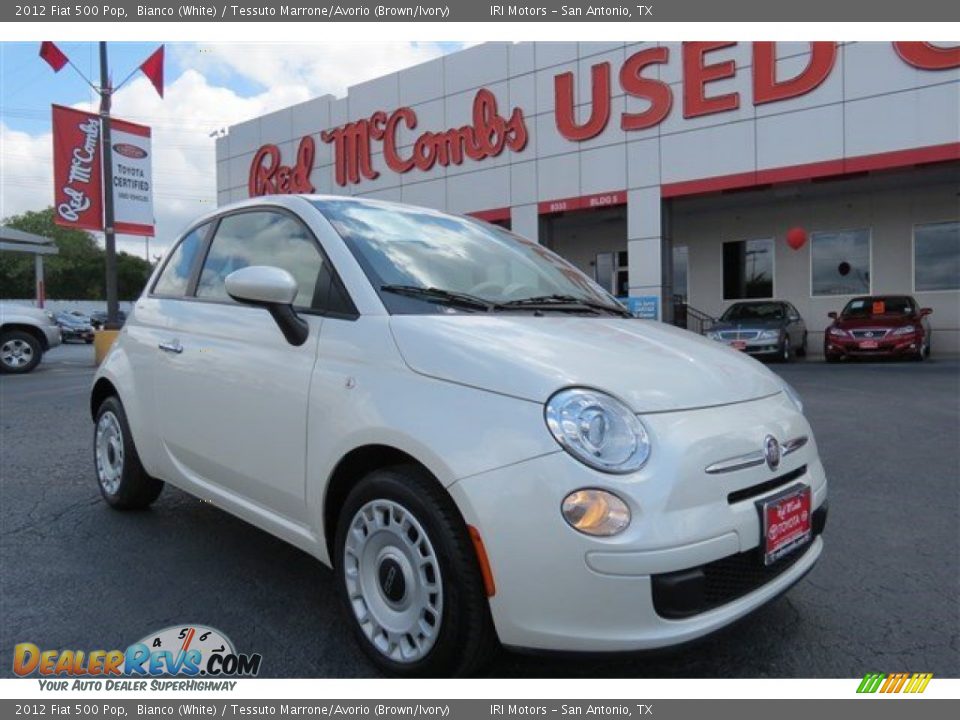 2012 Fiat 500 Pop Bianco (White) / Tessuto Marrone/Avorio (Brown/Ivory) Photo #1