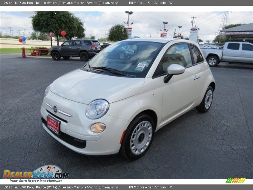 2012 Fiat 500 Pop Bianco (White) / Tessuto Marrone/Avorio (Brown/Ivory) Photo #3