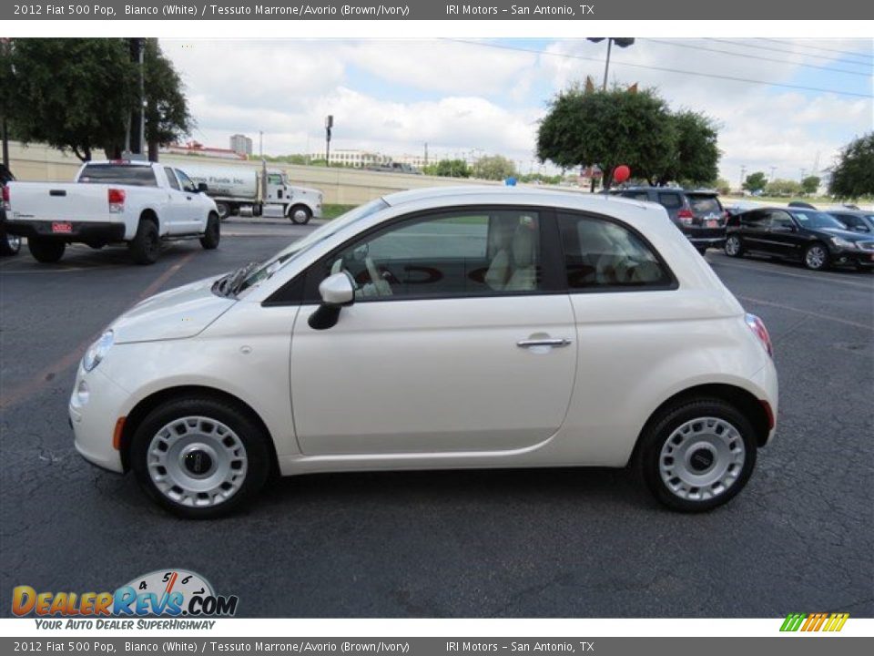 2012 Fiat 500 Pop Bianco (White) / Tessuto Marrone/Avorio (Brown/Ivory) Photo #4
