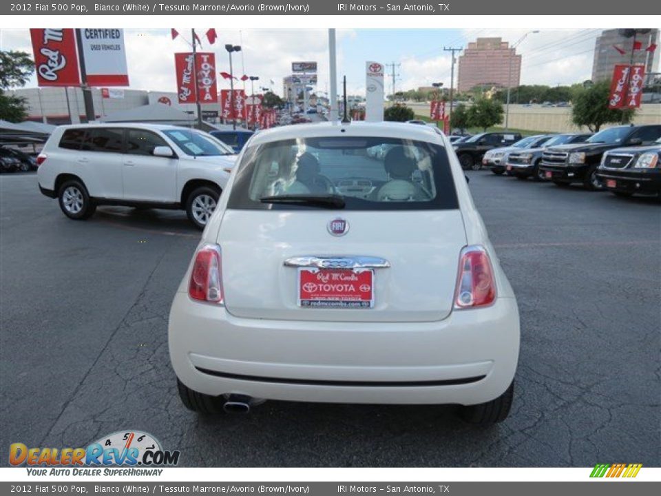2012 Fiat 500 Pop Bianco (White) / Tessuto Marrone/Avorio (Brown/Ivory) Photo #6