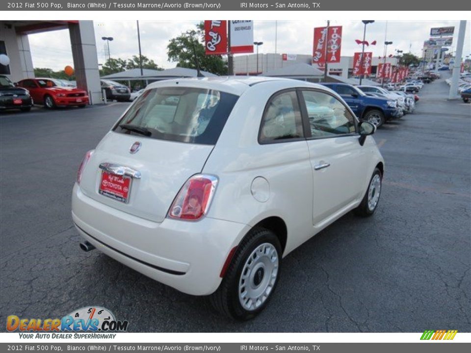 2012 Fiat 500 Pop Bianco (White) / Tessuto Marrone/Avorio (Brown/Ivory) Photo #7