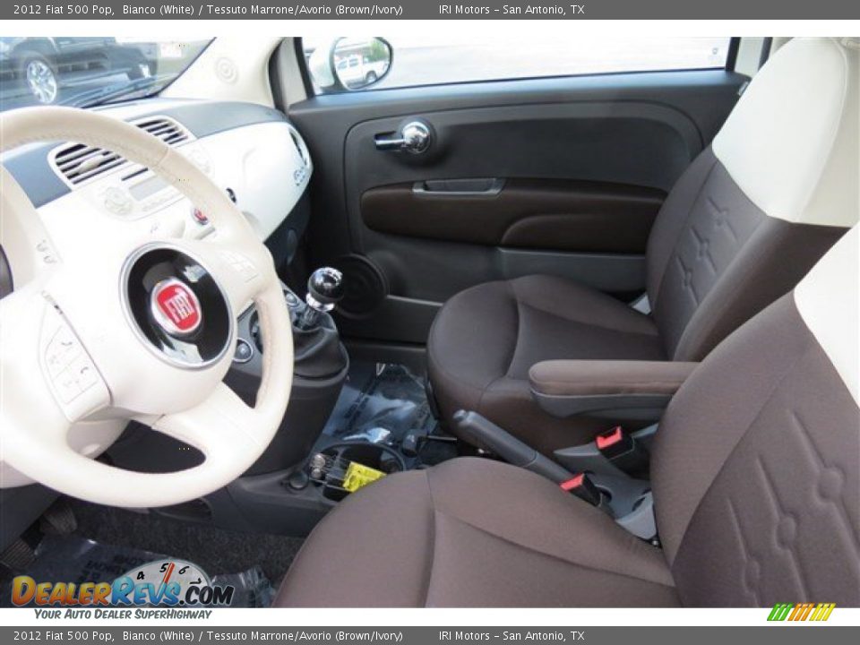 2012 Fiat 500 Pop Bianco (White) / Tessuto Marrone/Avorio (Brown/Ivory) Photo #11