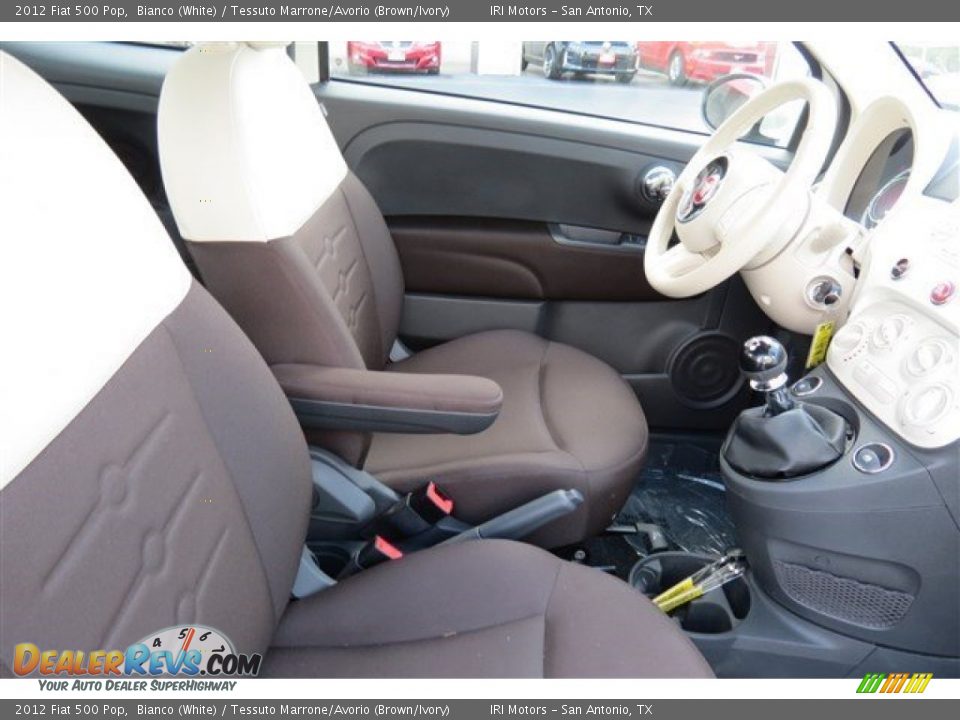 2012 Fiat 500 Pop Bianco (White) / Tessuto Marrone/Avorio (Brown/Ivory) Photo #13
