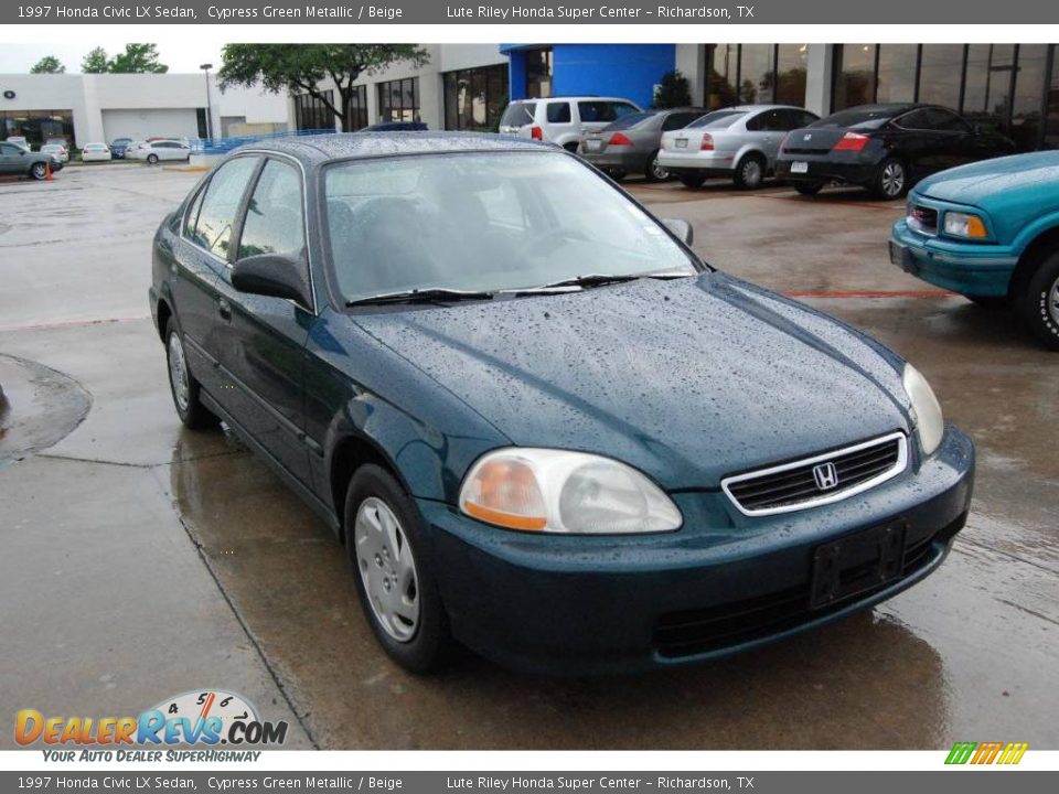 1997 Honda Civic LX Sedan Cypress Green Metallic / Beige Photo #1