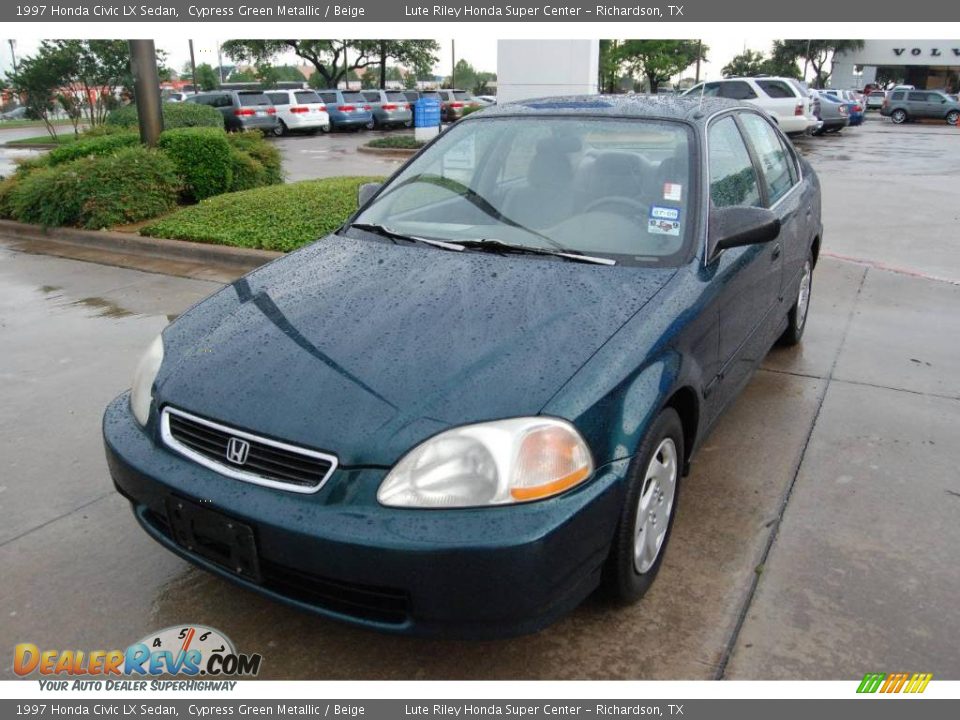 1997 Honda Civic LX Sedan Cypress Green Metallic / Beige Photo #3