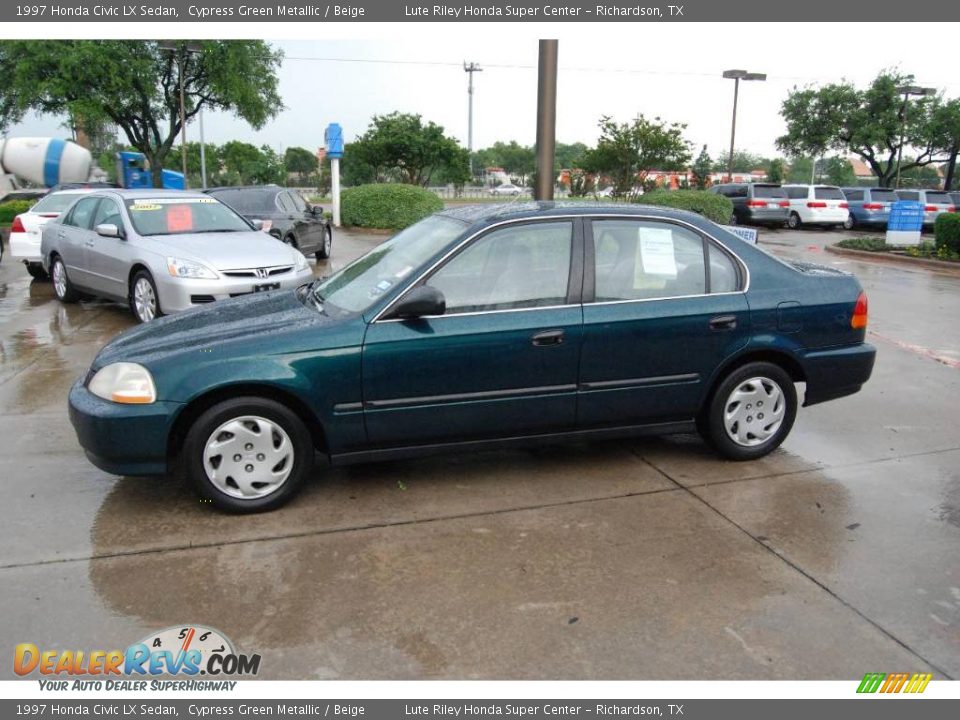 1997 Honda Civic LX Sedan Cypress Green Metallic / Beige Photo #4