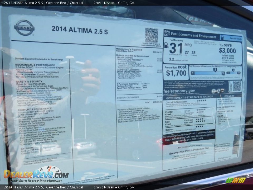 2014 Nissan Altima 2.5 S Cayenne Red / Charcoal Photo #12