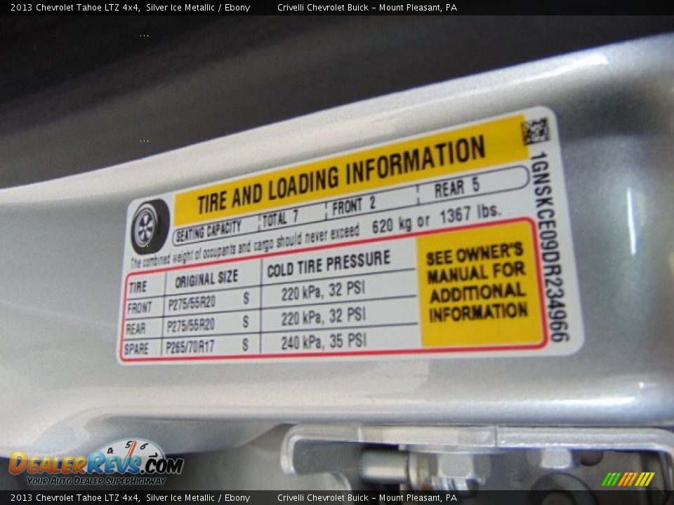 2013 Chevrolet Tahoe LTZ 4x4 Silver Ice Metallic / Ebony Photo #36