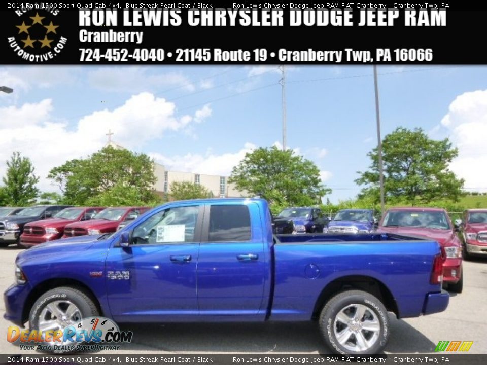 2014 Ram 1500 Sport Quad Cab 4x4 Blue Streak Pearl Coat / Black Photo #1