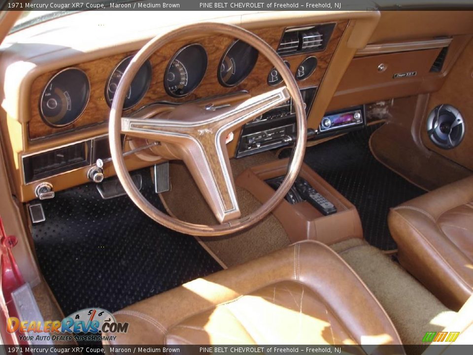 1971 Mercury Cougar XR7 Coupe Maroon / Medium Brown Photo #10